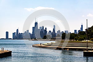 Chicago Skyline over Lake Michigan at Diversey Avenue