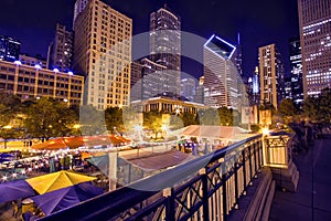 Chicago Skyline Panorama with Big Wheel, Chicago, USA