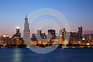 Chicago Skyline Panorama at Dusk