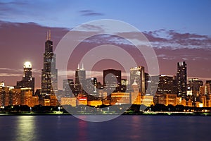 Chicago Skyline Panorama at Dusk