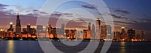 Chicago Skyline Panorama at Dusk