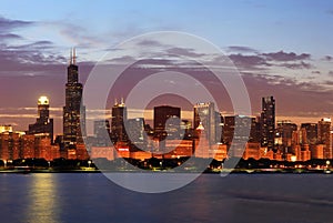 Chicago Skyline Panorama at Dusk