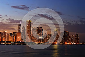 Chicago Skyline Panorama at Dusk