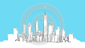 Chicago Skyline Panorama Vector Sketch