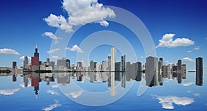 Chicago skyline and reflection