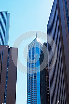 Chicago skyline seen from canal cruise, skyscrapers, city, view