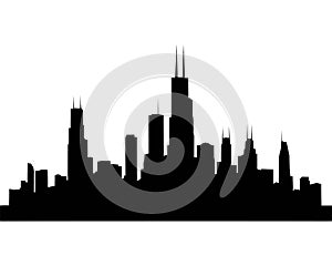 chicago skyline silhouette, skyscraper, high buildings, big city, town, metropolis