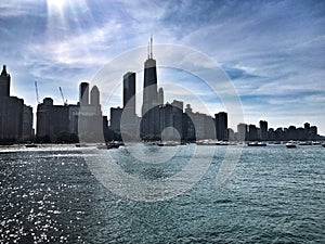 Chicago skyline. Summertime in Chicago.