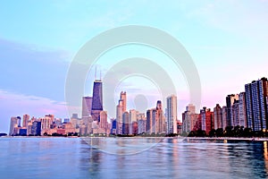 Chicago Skyline at Sunset in Epic Colors