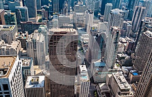 Chicago Skyline top view with skyscrapers from the John Hancock Center, USA