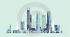 Chicago skyline United States city drawn vector