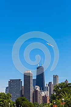 Chicago skyline with view of John Hancock Center and surrounding