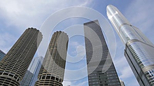 Chicago Skyscrapers with Clouds Crossing the Sky