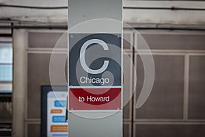 Chicago station underground metro subway sign at Magnificent Mile