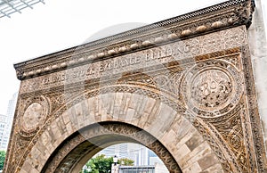 View of the Chicago Stock Exchange Arch outside the Art Institute of Chicago, USA photo