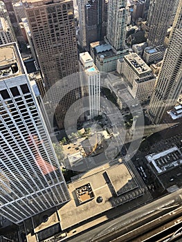 Chicago streets. View on the city from the roof top