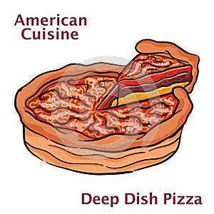Chicago Style Deep Dish Cheese Pizza on white background