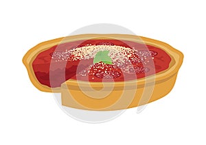 Chicago style Deep Dish Pizza icon vector