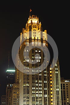 Chicago,Tribune Tower at night