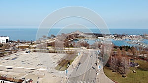 Chicago USA Lake Michigan Lakefront and Harbor. Aerial View