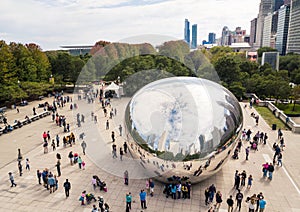 CHICAGO, USA - OCTOBER 1, 2017: Millennium park aerial view with