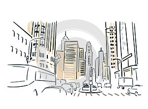 Chicago USA sketch vector city line art