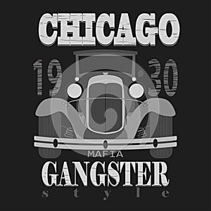 Chicagol t-shirt graphic design. Gangster style