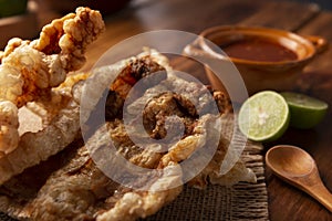 Chicharron mexican food ingredient closeup photo