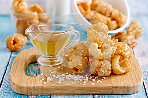 Chicharron - deep fried pork rinds, crispy pork skin, traditional mexican snack