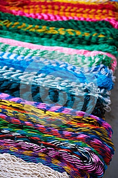 Chichen itza colorful hammocks in Mexico