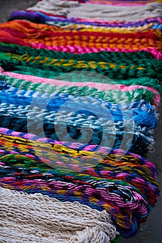 Chichen itza colorful hammocks in Mexico