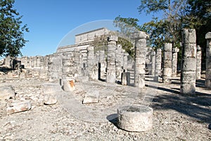 Chichen Itza, Columns in the Temple of a Thousand Warriors photo