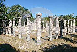 Chichen Itza, Columns in the Temple of a Thousand Warriors photo