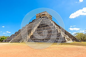 Chichen Itza - El Castillo Pyramid - Ancient Maya Temple Ruins in Yucatan, Mexico