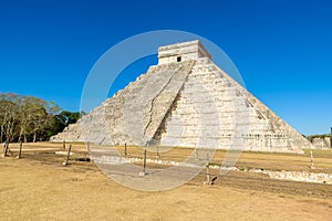 Chichen Itza - El Castillo Pyramid - Ancient Maya Temple Ruins in Yucatan, Mexico