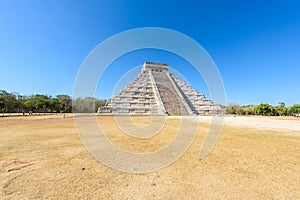 Chichen Itza - El Castillo Pyramid - Ancient Maya Temple Ruins in Yucatan, Mexico