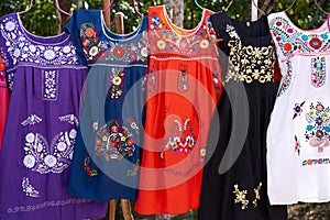 Chichen itza embroided dresses Mexico