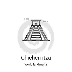 Chichen Itza icon vector from world landmarks collection. Thin line Chichen Itza outline icon vector illustration. Linear symbol