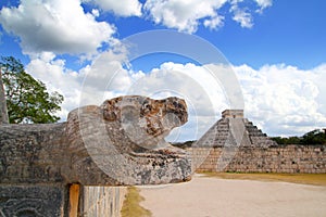 Chichen Itza Jaguar and Kukulkan Mayan pyramid photo