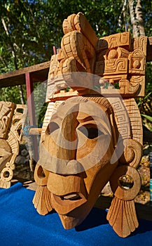 Chichen itza Mayan handcrafts wood masks