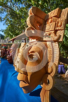 Chichen itza Mayan handcrafts wood masks