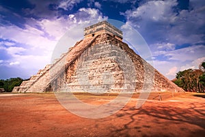 Chichen Itza, Mexico - Kukulcan, famous pyramid El Castillo. Maya civilization ruins
