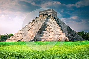 Chichen Itza, Mexico - Kukulcan, famous pyramid El Castillo. Maya civilization ruins