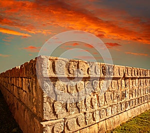 Chichen Itza Tzompantli the Wall of Skulls photo