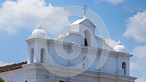 CHICHICASTENANGO, GUATEMALA - Apr 26, 2012: Torre de iglesia Chichicastenango photo