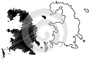 Chichijima island Japan, East Asia, Japanese archipelago, Ogasawara Islands map vector illustration, scribble sketch Peel map