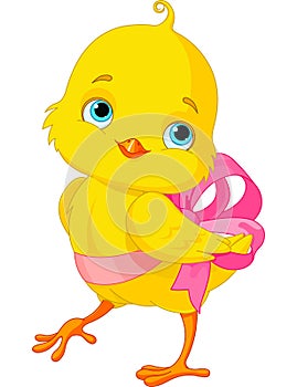 Chick with bow