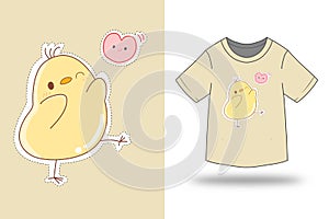 Chick cute trendy stylish t shirt graphic design vector illustration