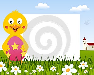 Chick with Easter Egg Horizontal Frame