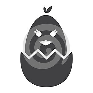 Chick hatched from an egg glyph icon, easter